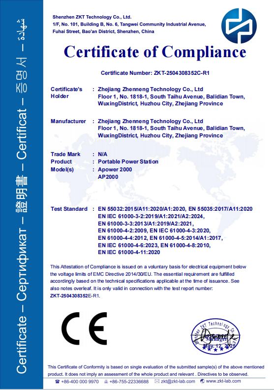Newen Energy CE EMC AP2000 certificate